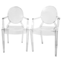 Baxton Studio PC-449-clear Dymas Modern Acrylic Armed Ghost Chair (Set of 2)